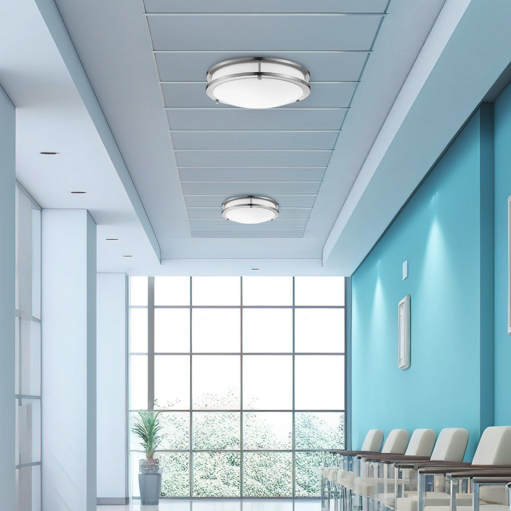 14 Inch Brushed Nickel Ceiling Light, Selectable CCT, 1400 Lumens