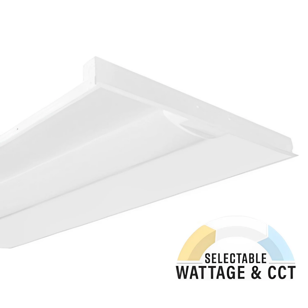 LED Center Basket Troffer, 50W/42W/34W, 2x4, Selectable Wattage & CCT, 6200 Lumens
