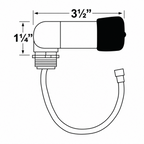 Dimension drawing of a right-angle photocell with a wired plug connector