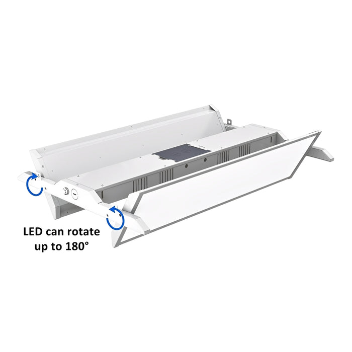 LED Rotatable Linear High Bay, 4ft, 300W/255W/225W/200W/165W, Selectable Wattage & CCT, 50400 Lumens