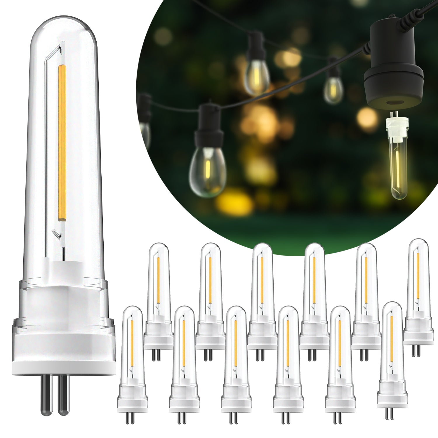 S14 2-Prong LED Bulb, Filament, 50 Lumens