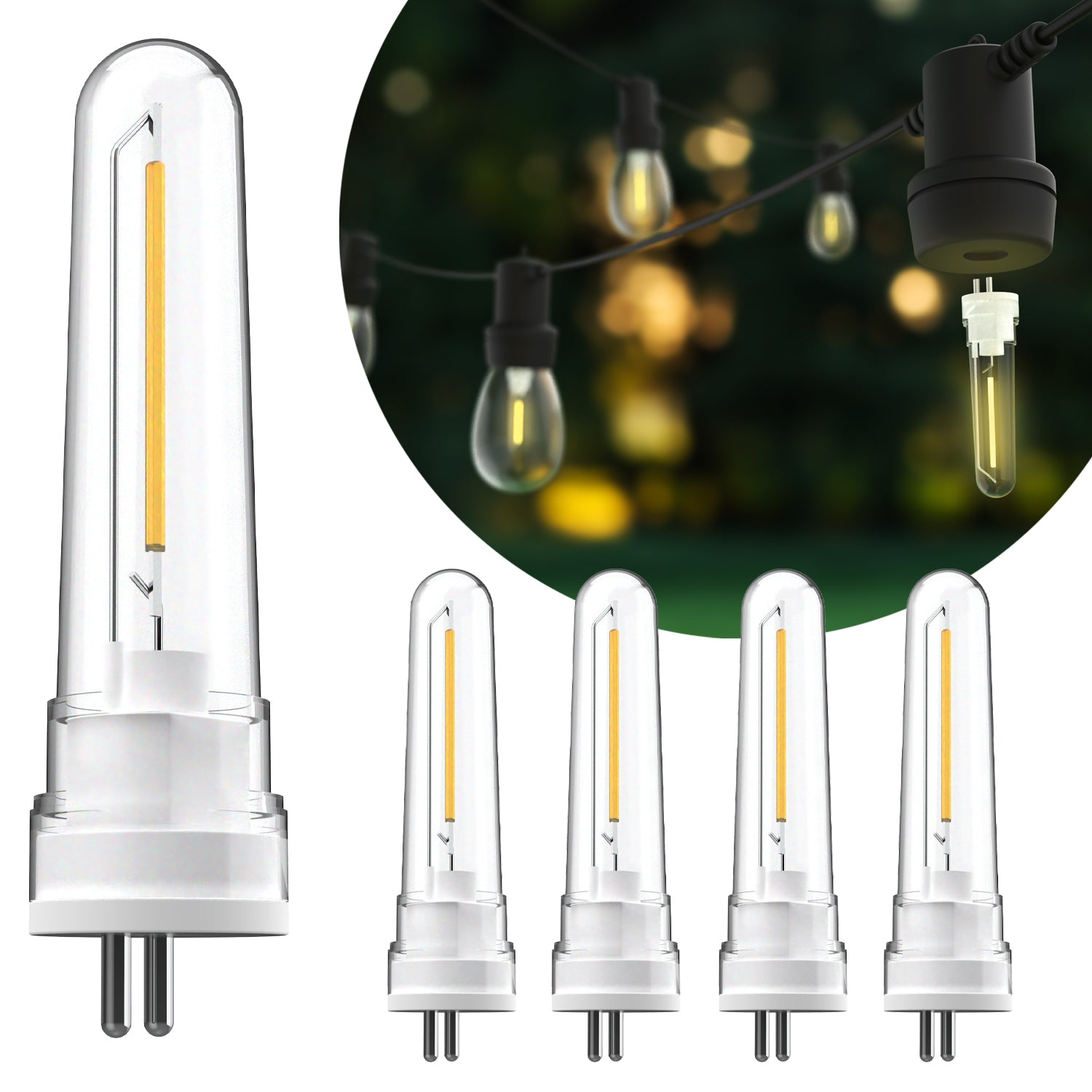 S14 2-Prong LED Bulb, Filament, 50 Lumens