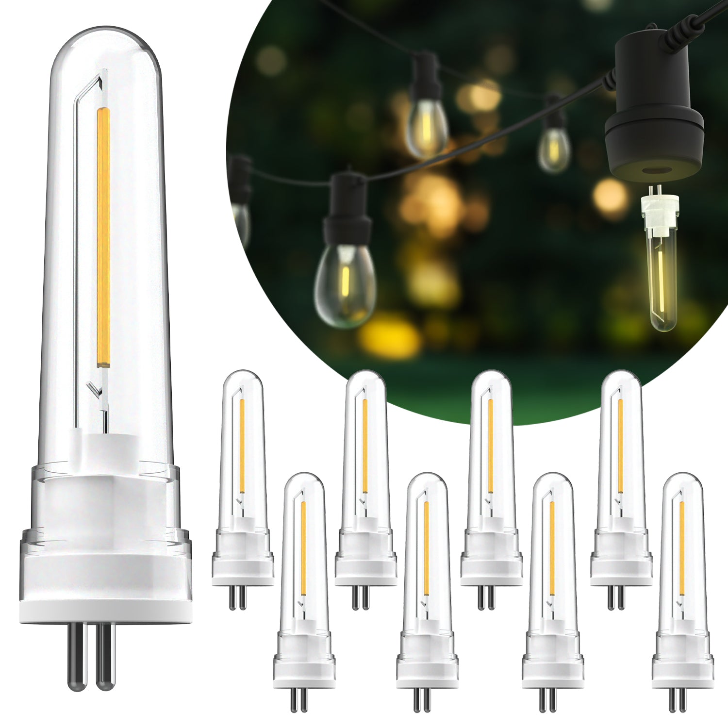 S14 2-Prong LED Bulb, Filament, 50 Lumens
