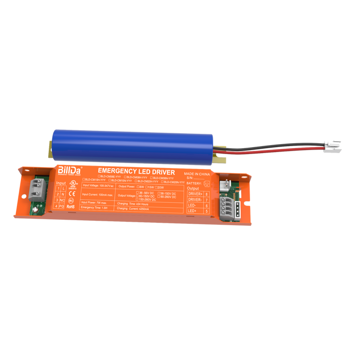 Emergency Backup Battery, 8W/90 Min, 150 VDC Output, LED Vapor Tight Fixtures