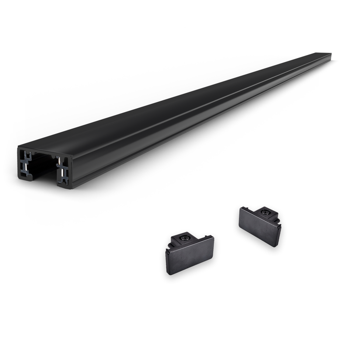 4ft black Halo track rail, 3-wire, with 2 matching end caps
