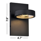 Modern Round Black LED Wall Sconce, 3-726D Series