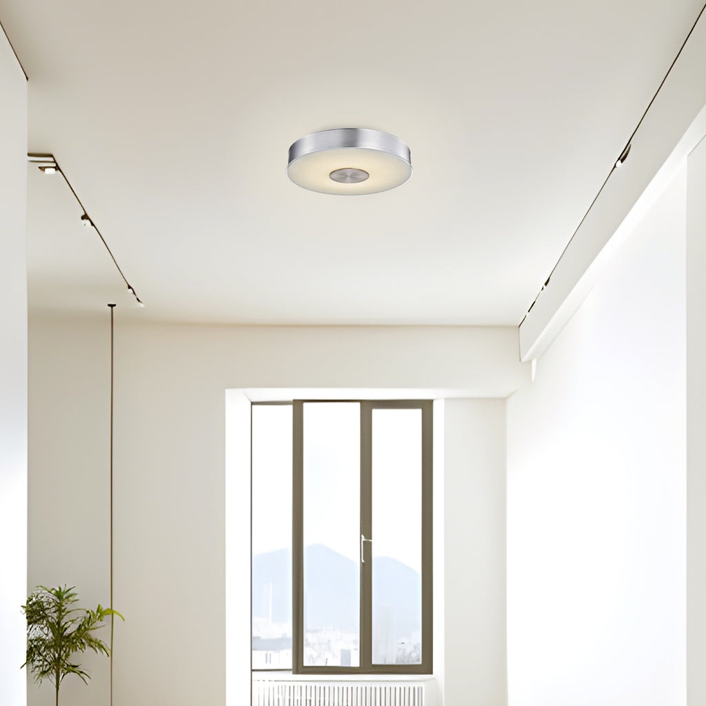 11 Inch Round LED Brushed Aluminum Ceiling Light, Fusion, Surface Mount, 1300 Lumens