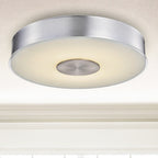 Round LED Brushed Aluminum Ceiling Light, Fusion, Surface Mount, 120-277V, 2600 Lumens