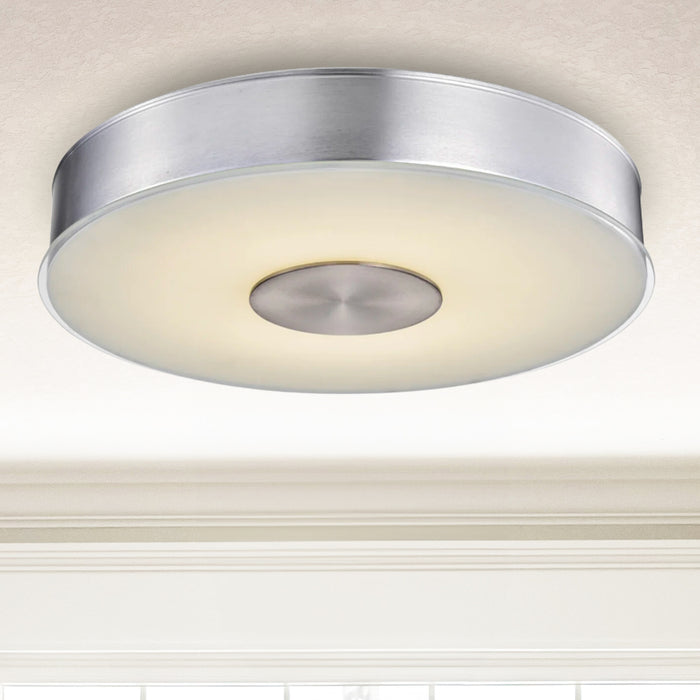 Round LED Brushed Aluminum Ceiling Light, Fusion, Surface Mount, 120-277V, 2600 Lumens