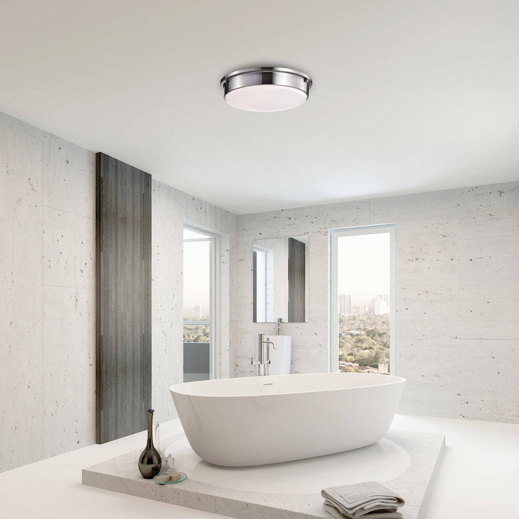 Round LED Satin Nickel Ceiling Light, Klein, Surface Mount, 2100 Lumens