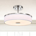Round LED Satin Nickel Ceiling Light, Sundecor, Semi-Flush Mount, Selectable CCT