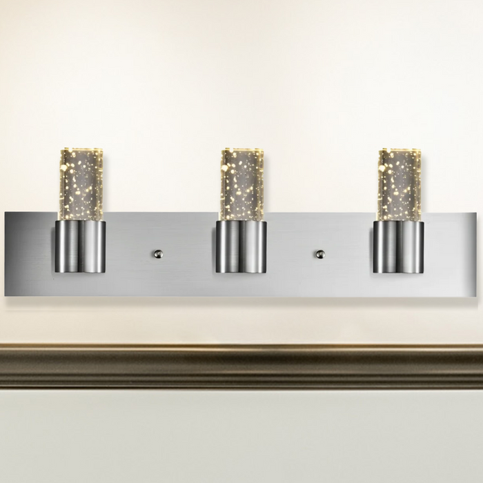 LED Satin Nickel Vanity Light, 24" Wide, 3-Light, FL6724D Series