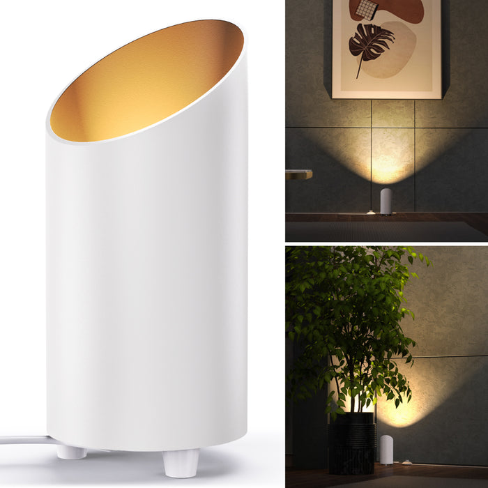 The aluminum cylindrical design and white finish of the can spotlight elegantly enhances your home's ambiance.