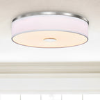 Round LED Satin Nickel Ceiling Light, Sundecor, Surface Mount, Selectable CCT