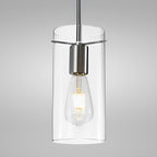 4 3/4" Satin Nickel & Clear Glass LED Mini Pendant Light, P117 Series