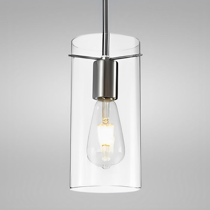 4 3/4" Satin Nickel & Clear Glass LED Mini Pendant Light, P117 Series