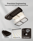 The fixture is 0-10V dimmable and includes an AM Slip Fitter for quick and easy direct wire setup. It provides instant-on, flicker-free lighting for maximum eye comfort.