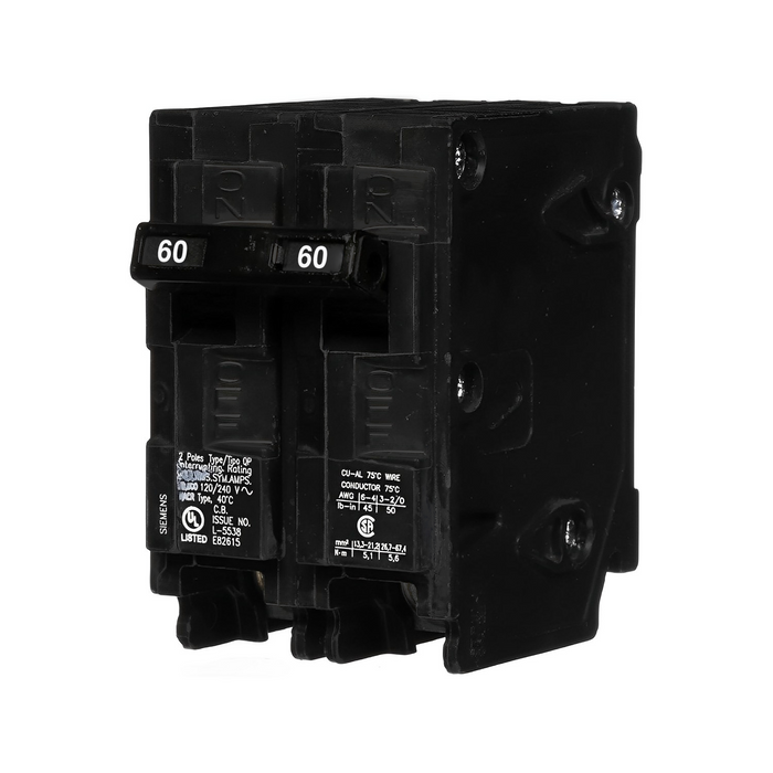 Q260 - Siemens - 60 Amp Circuit Breaker Plug-In - 60 Amp - 2 Pole - 240 Volt