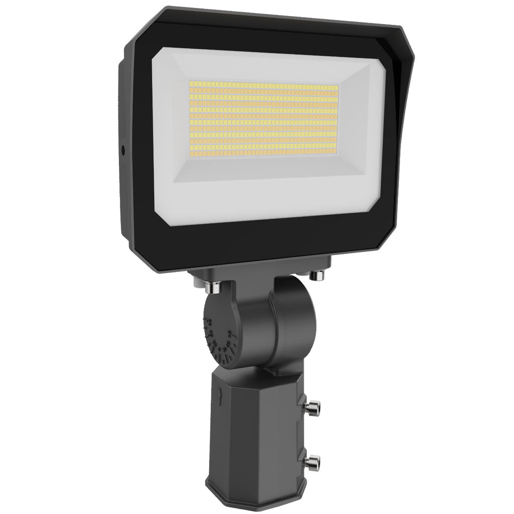 LED flood light with slip fitter mount  on a white background