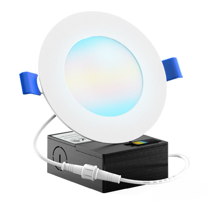 Recessed LED Lighting, 4 Inch, High Lumen Slim, Wafer Thin, Smooth Trim, Selectable CCT, 800 Lumens