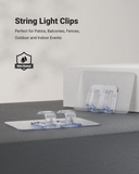 Sunco Outdoor String Light Clips are perfect for patios, balconies, fences, and other outdoor or indoor events.