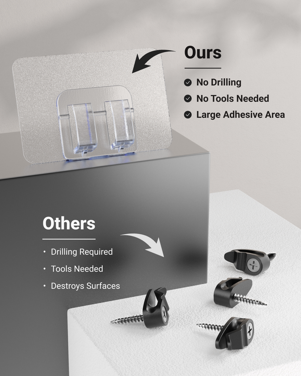 Sunco outdoor String Light Clips require no drilling or tools. 