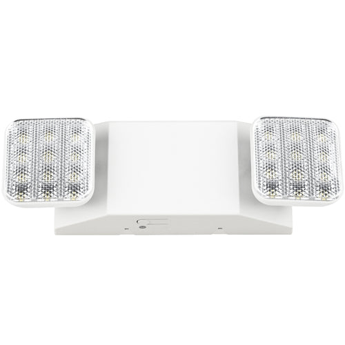 This LED Emergency Light from Sunco Lighting features 2 adjustable LED flood lights that swivel and rotate to light up the path to safety. With a 50,000hour lifespan and integrated LED heads your maintenance will be low with this product. It includes a 180-minute backup battery to turn on during a power outage or emergency situation with a power loss. Can be wall mounted for light in stairwells, interior rooms without windows, and janitorial spaces or access hallways to provide emergency light.