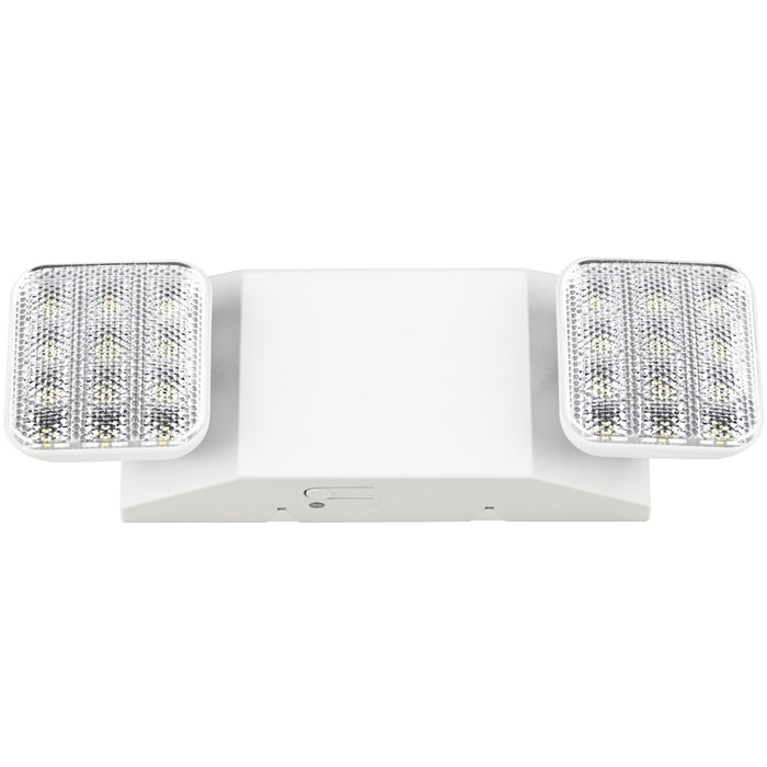 This LED Emergency Light from Sunco Lighting features 2 adjustable LED flood lights that swivel and rotate to light up the path to safety. With a 50,000hour lifespan and integrated LED heads your maintenance will be low with this product. It includes a 180-minute backup battery to turn on during a power outage or emergency situation with a power loss. Can be wall mounted for light in stairwells, interior rooms without windows, and janitorial spaces or access hallways to provide emergency light.