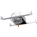 This air tight and IC rated 4-inch Recessed Can for new construction features a j-box, adjustable bar hangars (for joist type installation or suspended ceilings), a TP24 connector and is IC rated for safety. This commercial rated can housing uses 120/277V. Image shows the new construction recessed lighting can. Quickly install this 4-inch can in framing with our simple install manual before drywall and ceiling is finished. Includes can only. LED not included.