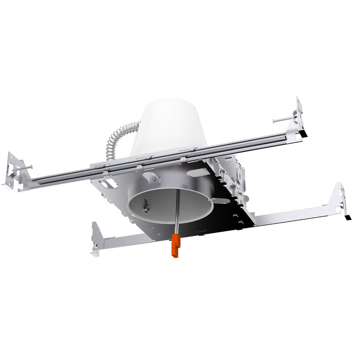 This air tight and IC rated 4-inch Recessed Can for new construction features a j-box, adjustable bar hangars (for joist type installation or suspended ceilings), a TP24 connector and is IC rated for safety. This commercial rated can housing uses 120/277V. Image shows the new construction recessed lighting can. Quickly install this 4-inch can in framing with our simple install manual before drywall and ceiling is finished. Includes can only. LED not included.