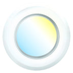 Front view of 6 inch retrofit nightlight with white trim, baffle detail, and warm to cool lens gradient.
