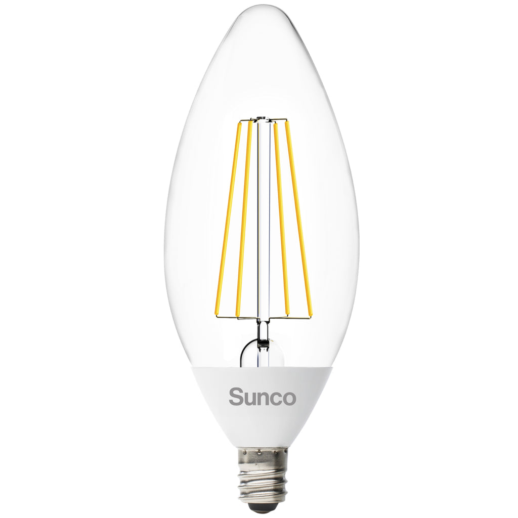 B11 LED Candelabra Bulb, Dusk to Dawn Photocell, Filament, 500 Lumens