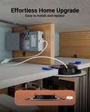 recessed light installation between ceiling joists, showing junction box wiring and easy spring clip mounting of the downlight