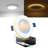 Recessed LED Lighting, 4 Inch, Slim, Wafer Thin, Night Light, Selectable CCT (2700K-6000K), 900 Lumens