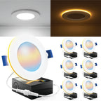 Recessed LED Lighting, 4 Inch, Slim, Wafer Thin, Night Light, Selectable CCT (2700K-6000K), 900 Lumens