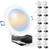 Recessed LED Lighting, 6 Inch, Slim, Baffle Trim, Selectable CCT, 850 Lumens