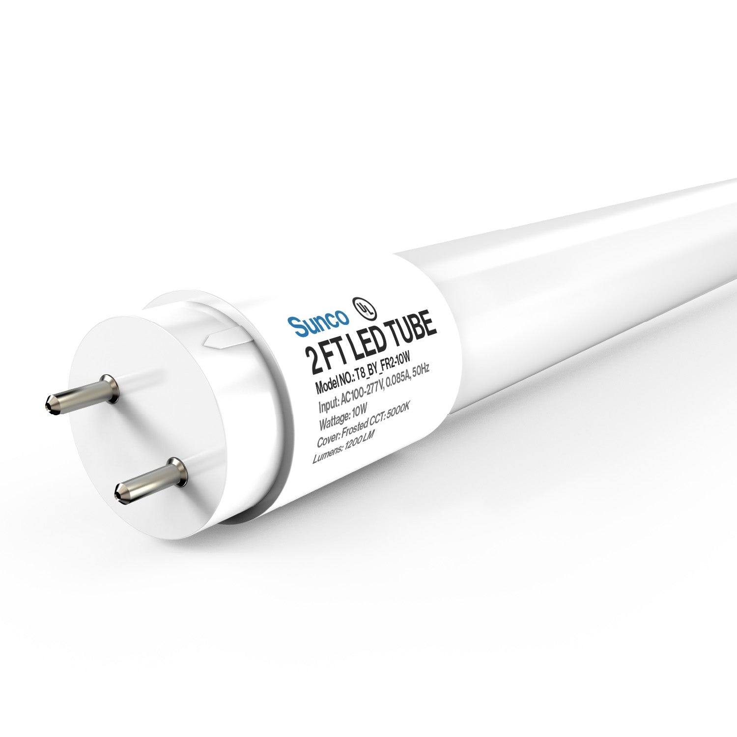 T8 LED Tube, 2ft, Frosted Glass, Bypass, Type B, 10W, Single/Double Ended, 1200 Lumens