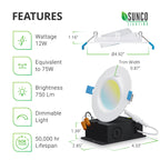 Recessed LED Lighting, 4 Inch, Slim Gimbal, Selectable CCT, 750 Lumens