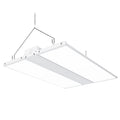 Dimmable 220W LED Linear High Bay from Sunco Lighting is 2 feet long and offers instant on, bright light for warehouse, gymnasium, workshop or industrial space. This 30800 lumen area light comes with chains for hanging high bay light fixture. The 220W LED is a 800W equivalent with a beam spread of 38ft to 72ft. The fixture is UL listed and FCC certified. Dim via 1-10V dimming.