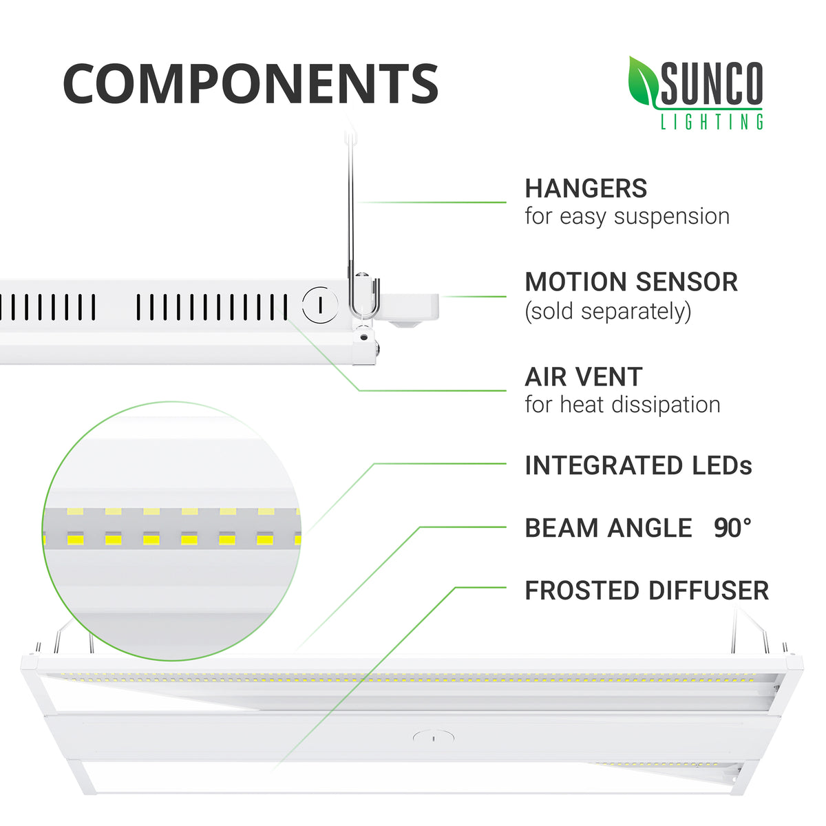 LED Linear High Bay, 2ft, 110W, 14850 Lumens