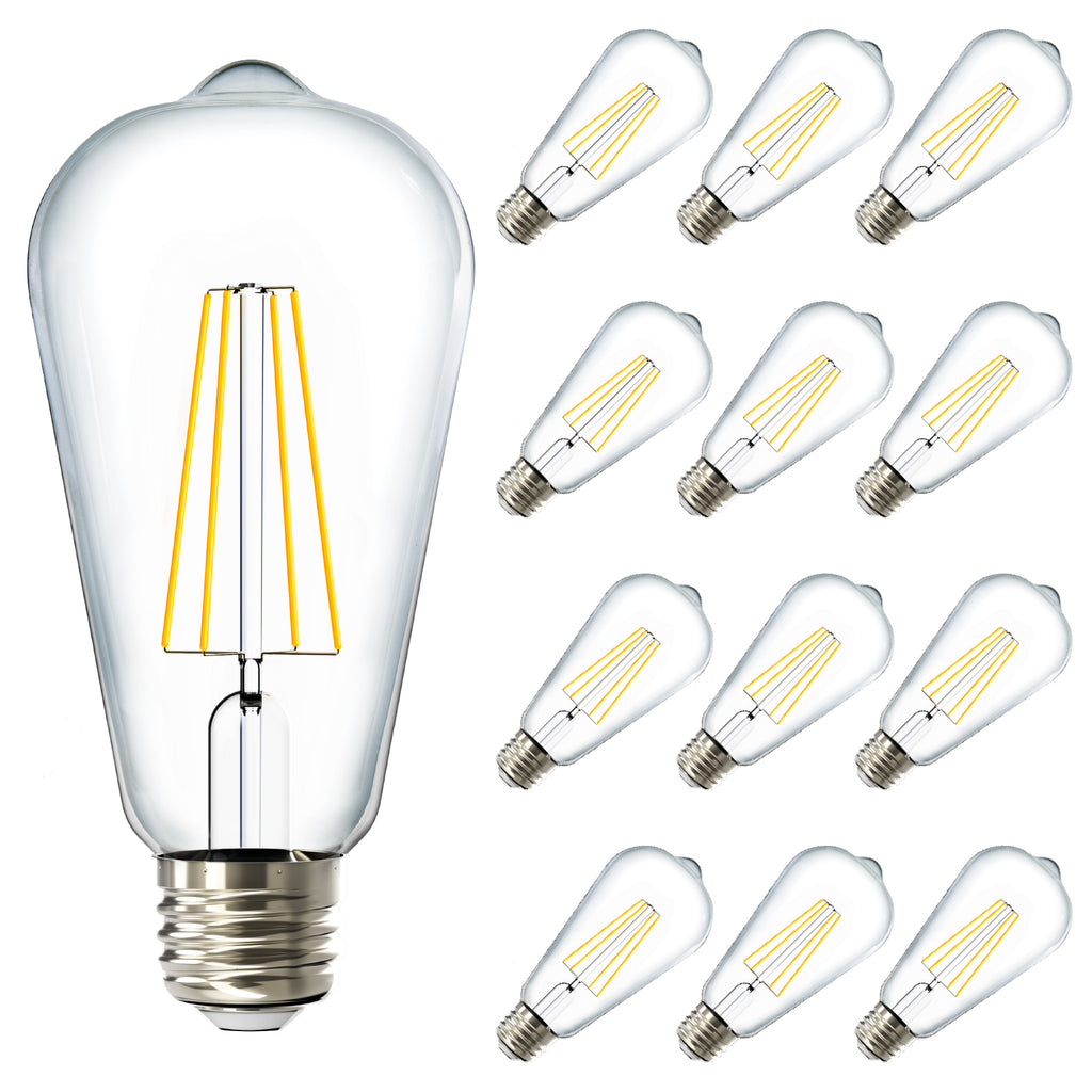ST64 LED Bulb, Filament, Dusk to Dawn Photocell, 800 Lumens