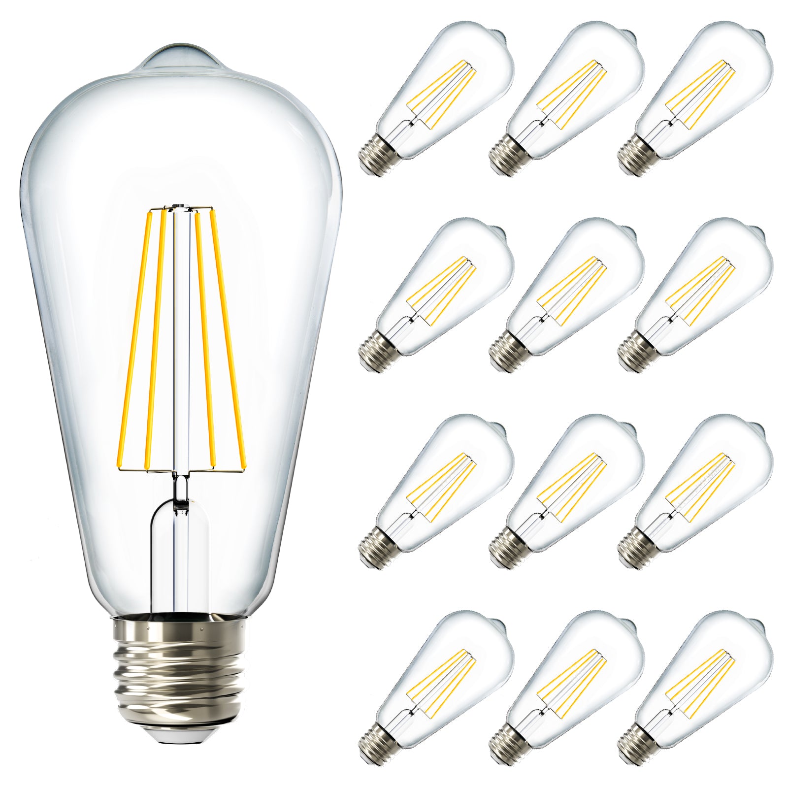 ST64 LED Bulb, Filament, Dusk to Dawn Photocell, 800 Lumens