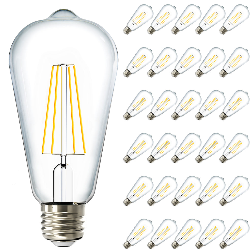ST64 LED Bulb, Filament, Dusk to Dawn Photocell, 800 Lumens