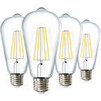 ST64 LED Bulb, Filament, Dusk to Dawn Photocell, 800 Lumens