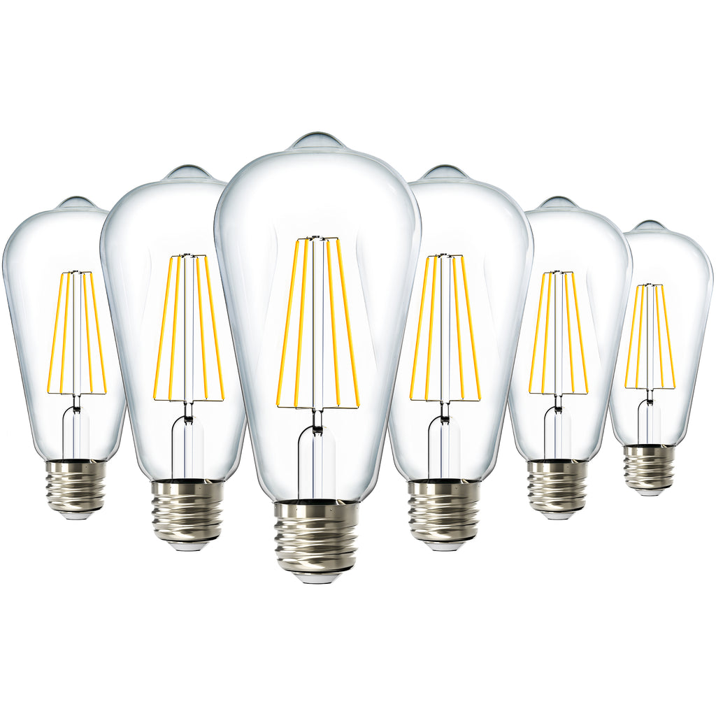 ST64 LED Bulb, Filament, Dusk to Dawn Photocell, 800 Lumens