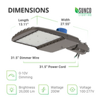 Shoebox LED 200W, Parking Lot, Type III, Dusk to Dawn Photocell, 26000 Lumens