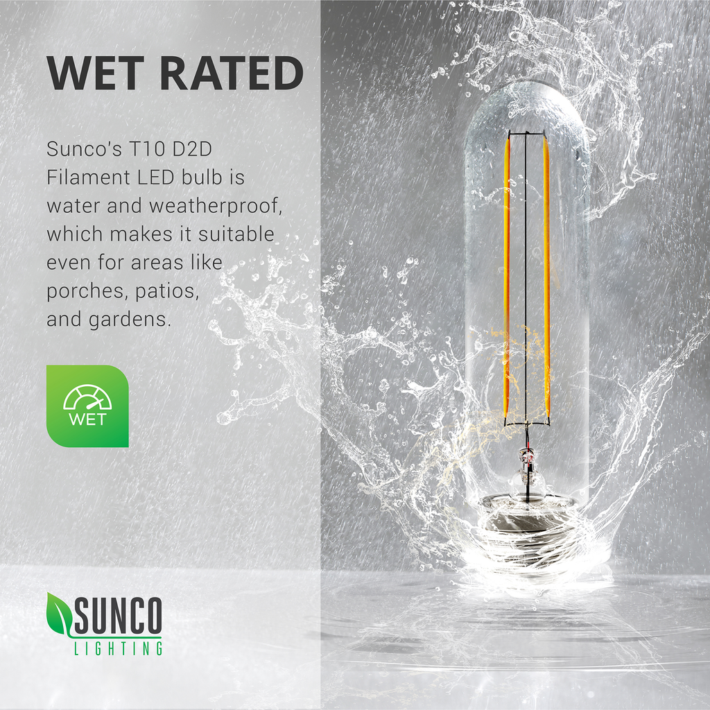 T10 LED Tubular Bulb, Dusk to Dawn Photocell, Filament, 450 Lumens