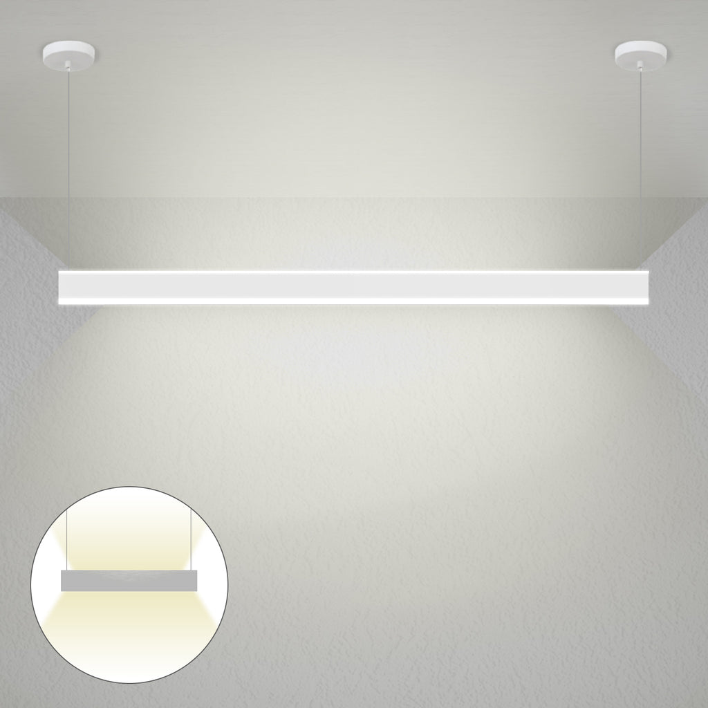 4ft LED Linear Pendant Up/Down Light, 50W/45W/40W, Selectable Wattage & CCT, 6500 Lumens