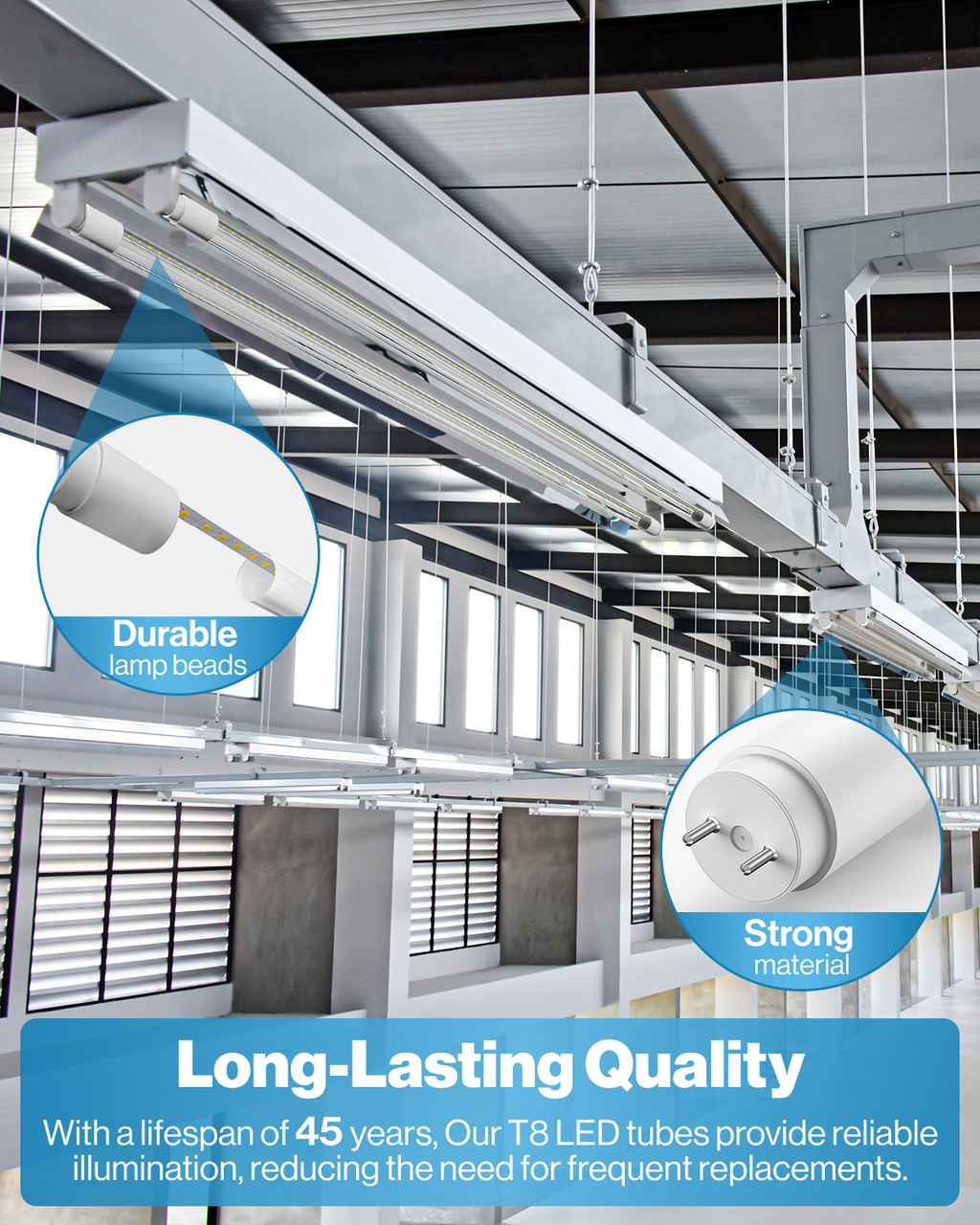 T8 LED Tube, 4ft, Frosted, Plug & Play, Hybrid Type A+B, Single/Double Ended, 20W, 2400 Lumens