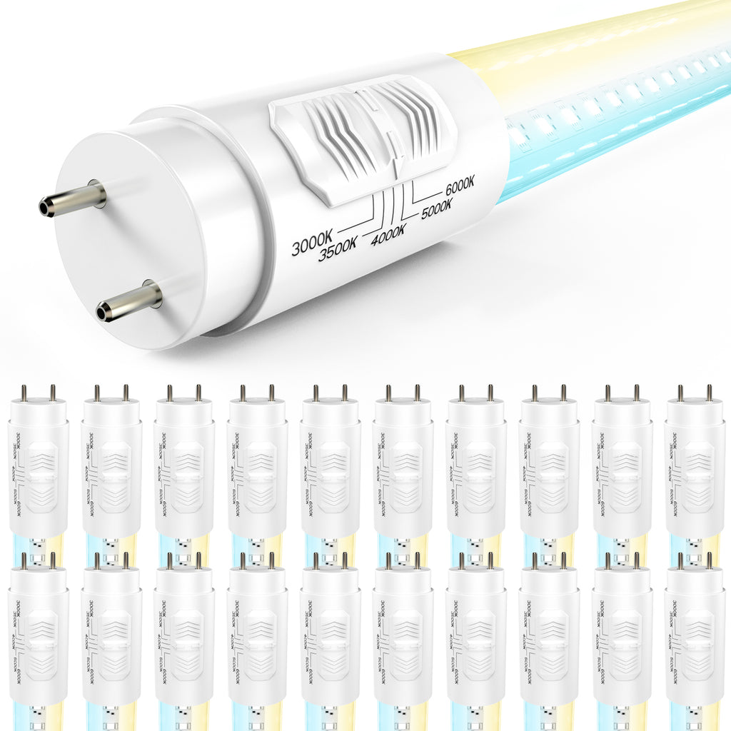 T8 LED Tubes, 4ft, Clear, Type B, Selectable CCT,  Single /Double Ended 18W, 2200 Lumens